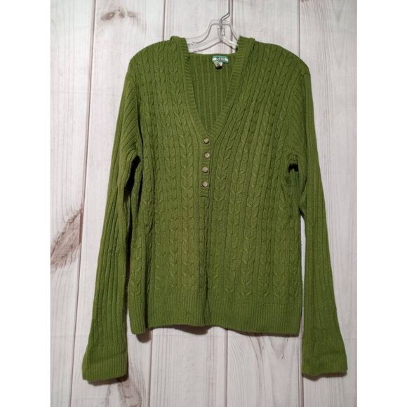 GH Bass and Co Sweater Ladies‎ Extra Large Green VNeck Hooded soft Clueless - Picture 1 of 6